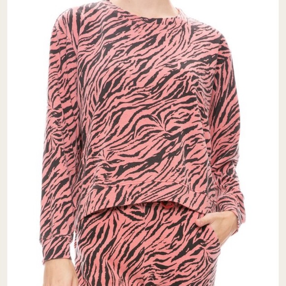 Sundry women’s long sleeve pink and black zebra crew neck - size S/M - Picture 9 of 9